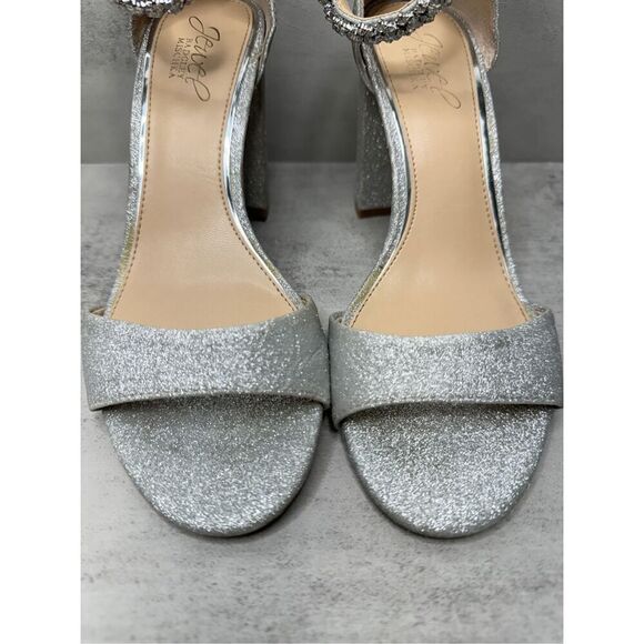 Badgley Mischka Jewel Sandals Womens Size‎ 7 Silver Ankle Strap Embellished - Picture 11 of 12